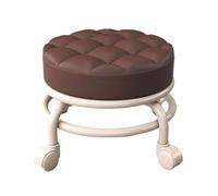 AMYSTY Reposapies Sofa Taburete Reposapiés Giratorio De 360° con Ruedas, Tapizado En Cuero Acolchado Reposa Pies para Sala De Estar(Bruin)