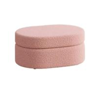 AMYSTY Reposapies Sofa Taburete Reposapiés Redondo Tapizado Suave con Función De Almacenamiento For Dormitorio Reposa Pies para Sala De Estar(Pink)