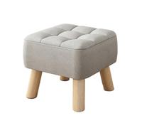 AMYSTY Reposapies Sofa Taburete Reposapiés Tapizado De Madera Maciza con Asiento Acolchado Suave Y Diseño Apilable Reposa Pies para Sala De Estar(Gray)