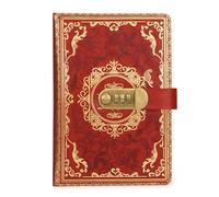 Amythe Cuaderno de piel vintage A5 con cerradura de combinación, 100 hojas/200 páginas de papel rayado, regalos para adolescentes, niños y niñas, color marrón rojizo