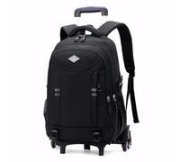 Amythe Mochila con Ruedas para Niños y Adolescentes 9 10 12-18 años | Mochilas Escolares Trolley Gran Capacidad | Carro para Mochilas 6 Ruedas para Viajes y Escuela - Negro