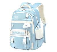 Amythe Mochila Escolar Adolescente Niña, Mochilas Ligera y Transpirable para Instituto Chicas de 10 a 14 años, Mochila Casual de Moda para Viajar con Colgante, Azul