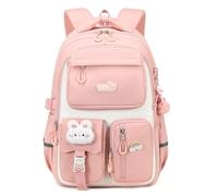 Amythe Mochila Escolar Niña, Mochila Infantil Ligera de Nailon para Chicas 8 a 14 años, Mochilas Kawaii Escolares con Colgante, Ideal para Colegio y Viajes, Rosa