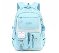 Amythe Mochila Escolar Niña, Mochila Infantil Ligera de Nailon para Chicas 8 a 14 años, Mochilas Kawaii Escolares con Colgante, Ideal para Colegio y Viajes, Azul