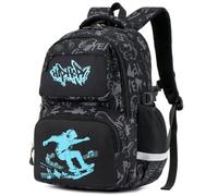 Amythe Mochila Escolar Niño Adolescente Fluorescente, Mochila para Niños con Hebilla en el Pecho 6 a 10 Años, Mochilas Escolares Grande Resistente y Ligera, Patineta