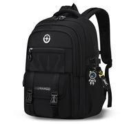 Amythe Mochila Escolar Niños 27L Ligera Impermeable - Mochilas Primaria y Secundaria ESO con Compartimento acolchado para PC 14", Banda Trolley, Mochila Casual Adolescente, Negro