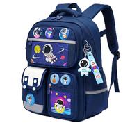 Amythe Mochila Niño 8-12 Años Primaria - Mochila Ergonómica Ligera con Bandas Reflectantes, Compartimento A4, Oxford 300D - Diseño Astronauta - Regalo Vuelta al Cole -Azul