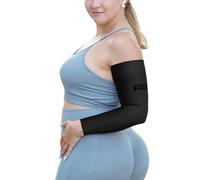 AMZAM® Manga de compresión médica para mujeres y hombres, 15-20 mmHg, soporte de compresión graduada con banda de silicona para aliviar el dolor, linfedema, edema, hinchazón, artritis, color negro, XL