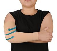 AMZAM® Manga de compresión médica para mujeres y hombres, 15-20 mmHg, soporte de compresión graduada con banda de silicona para aliviar el dolor, linfedema, edema, hinchazón, artritis, beige, M