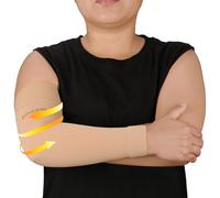 AMZAM® Manga de compresión médica para mujeres y hombres, 20-30 mmHg, soporte de compresión graduada con banda de silicona para aliviar el dolor, linfedema, edema, hinchazón, artritis, beige, talla