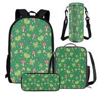 Amzbeauty Axolotl - Juego de mochila mexicana para niñas y niños, con bolsa de almuerzo, soporte para botella de agua, caja para lápices, Rana C