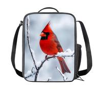 Amzbeauty Bolsa de almuerzo con soporte para botellas, bolsas térmicas aisladas para adultos, escuela, oficina, gimnasio, bolsa de almuerzo personalizada con bonito estampado de cardenales del norte
