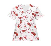 Amzbeauty Camisetas de enfermería para mujer del Reino Unido, Corazones de cerez, L