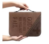 Amzbeauty Funda básica de cuero para la Biblia, diseño simple, cruz Dios está dentro de ella, no caerá, gran espacio para la Biblia, ideal para cristianos servicio dominical