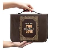 Amzbeauty Funda cristiana para la Biblia con asa, funda protectora de piel sintética para hombres, niños, mujeres y niñas, Let All That You Do Be Done in Love