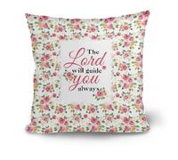 Amzbeauty Fundas de almohada suaves y decorativas, cuadradas, fundas de cojín para sala de estar, sofá, dormitorio, con cremallera invisible, estampado The Lord Will Guide You Always