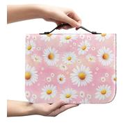 Amzbeauty Fundas de Biblia para hombre, estuche de la Biblia, bolsa de iglesia, estuche de estudio con asa y cremallera, bolsas de transporte, regalo de arte cristiano, estampado de margaritas rosas