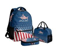 Amzbeauty Juego de 3 mochilas escolares para niños y estudiantes, bolsa ligera para el almuerzo, estuche para lápices para la escuela secundaria, Bandera Marlin, Informal