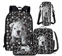 Amzbeauty Juego de mochila de perezoso y lonchera para niñas, 4 piezas, mochila de regreso a la escuela secundaria, regalo, Bulldog francés