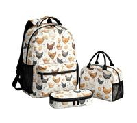 Amzbeauty Mochila escolar para niños y niñas, 3 piezas, mochila de gran capacidad con bolsa de almuerzo y estuche para lápices para la escuela primaria, Huevo de gall, Informal