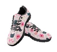 Amzbeauty Tenis de correr para hombre, tenis, deportes, caminar, gimnasio, atléticos, transpirables, ligeros, cómodos, para correr, Gato acuarela floral rosa, 39 2/3 EU