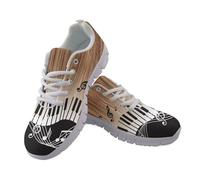 Amzbeauty Tenis de moda para mujer, ligeros, cómodos, atléticos, zapatos para caminar para mujeres y niñas, Piano Key Wood Grain, 42.5 EU