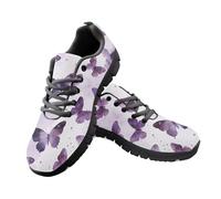 Amzbeauty Tenis para caminar al aire libre para hombre, con cordones, ligeros, para uso diario, atléticos, para correr, Mariposa púrpura acuarela, 42.5 EU
