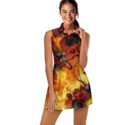 Amzbeauty Vestidos de tenis para mujer, vestido deportivo de golf, Rosas de fuego, XS