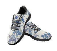 Amzbeauty Zapatillas de correr para hombre, para tenis, deportes, entrenamiento, caminar, gimnasio, atletismo, fitness, a la moda, cómodas, Azul acuarela floral, 42.5 EU