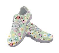 Amzbeauty Zapatillas deportivas para mujer, para correr, caminar, para exteriores, atléticas, gimnasio, fitness, entrenamiento, trotar, Mariquita Margarita Verde Menta, 42.5 EU