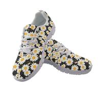 Amzbeauty Zapatillas deportivas para mujer, para correr, caminar, para exteriores, atléticas, gimnasio, fitness, entrenamiento, trotar, Negro Blanco Margarita Floral, 36.5 EU