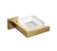 AMZBNEIDI jabonera de Pared, Jabonera de Pared de Acero Inoxidable con Plato de Vidrio for baño, Soporte for Barra de champú y Ducha, Bandeja de Almacenamiento(Gold)