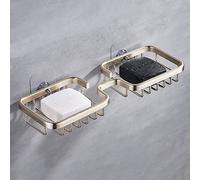 AMZBNEIDI jabonera de Pared, Jaboneras Cesta de jabón autoadhesiva Jabonera Negra Jabonera de Ducha Protector de jabón Bandeja de jabón de Ducha de Aluminio Estante de Ducha de baño(Gold)