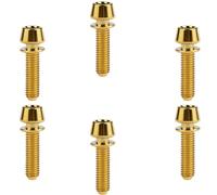 AMZBNEIDI Tornillos de Cabeza de botón Socket Cap. Bolts, 6 uds Tornillos de Titanio de tamaño M5 Tornillos de Cabeza cónica hexagonales Allen for Bicicleta con arandela Azul M5 * 20(Gold,M5*20)