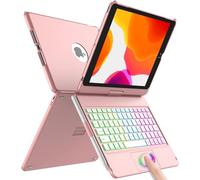 aMZCaSE Funda con Teclado para iPad 10.2 para iPad de 9.ª Gen 2021-360° Teclado inalámbrico Bluetooth con 7 retroiluminación Auto Sleep/Wake para iPad 8/7.ª Gen （Rosa）