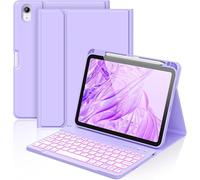 aMZCaSE Funda para iPad A16 de 10/11ª generación con teclado de 11/10,9 pulgadas (2025/2022), 7 colores retroiluminados, teclado inalámbrico extraíble con soporte para lápiz para iPad de 11ª
