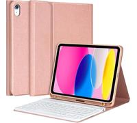 aMZCaSE Funda para teclado para 10.ª generación 2022, funda para teclado de 10,9 pulgadas 2022 con funda de teclado Bluetooth inalámbrica extraíble con soporte para bolígrafo, QWERTZ (champán)