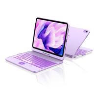 aMZCaSE para iPad 10th 2022/A16 11th Generation 2025(10.9/11 Pulgadas) Funda con Funda de Teclado,Touch para Funda de 10/11th Generación -360 °Giratorio y Sostenedor de lápiz,diseño ES (Púrpura)