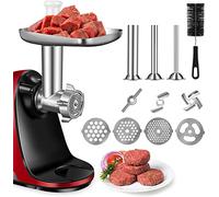 AMZCHEF Accesorios para picadora de carne para extractores de zumo - Accesorios para ZM1501 y GM3001-3 tubos para rellenar salchichas, 3 cuchillas de rectificado, 4 placas de molienda - sin maquina