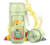 AMZCHEF Batidora de Vaso Portatil - Mini Batidora al Vacío para Batidos y Smoothies - Gran Poder de Corte con 10 Cuchillas - Licuadora Portatil para Deportes, Viajes, Senderismo (Tipo-C, Libre de BPA)