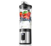 AMZCHEF Batidora portátil de 600 ml - Smoothie Maker con 6 cuchillas, motor de 120 W para llevar, carga rápida a través de USB-C, IPX6 resistente al agua, sin bisfenol A, mini batidora para batidos