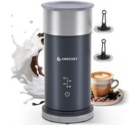 AMZCHEF Espumador de Leche Eléctrico 4 en 1 IPX6 - Espuma Caliente y Fría en 80s, 240 ml Calentador de Leche, Acero Inoxidable, Uso Doméstico