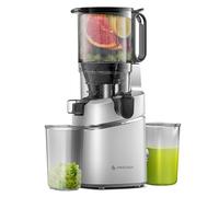 AMZCHEF Exprimidor automático todo en uno de 250 W, apertura de 135 mm y exprimidor de frutas y verduras de 1,8 L, sin BPA, ganador de la prueba de exprimidor lento con triple filtro, plata