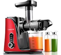 AMZCHEF Exprimidor de verduras y frutas con 2 modos de velocidad - Exprimidor lento con botella portátil y 2 tazas - exprimidor de prensa fría sin BPA - Rojo