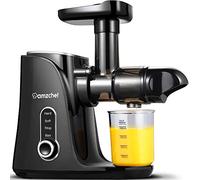 AMZCHEF Exprimidor de verduras y frutas con 2 modos de velocidad - Exprimidor lento con botella portátil y 2 tazas - exprimidor de prensa fría sin BPA - Negro