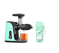 AMZCHEF Exprimidor de verduras y frutas con 2 modos de velocidad, exprimidor lento con botella portátil y 2 tazas, exprimidor de prensa fría sin BPA, con LED inteligente y función inversa, verde