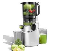 AMZCHEF Extractor de Verduras y Zumos Automático, 1,8L Capacidad y 145MM Apertura Licuadora para Frutas y Verduras Entera, 250W Licuadora Prensado en Frio Lento con Triple Filtro - Plata