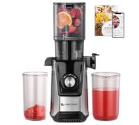 AMZCHEF Extractor de Zumos Lento - Abertura Ancha de 118MM para Frutas y Verduras Enteras - Motor Silencioso de 180W - Alto Rendimiento de Zumo, Fácil de Limpiar