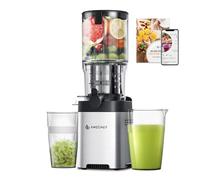 AMZCHEF Extractor De Zumos Y Verduras, Licuadora De 126 MM Para Frutas Y Verduras Enteras, Extractor Acero Inoxidable, Fácil De Limpiar, Sinfín Grande, Colador Doble