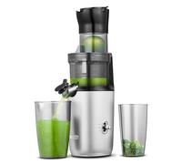 AMZCHEF Licuadora Para Verduras y Frutas Enteras - 200W Extractor De Zumos y Verdura - Licuadora Prensado En Frío Con La Mejora De Barrena, Filtro De Doble Capa, 2 Tazas, Motor Silencioso - Plata